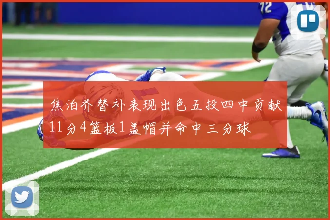 焦泊乔替补表现出色五投四中贡献11分4篮板1盖帽并命中三分球